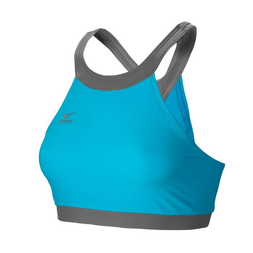 Damske Športová Podprsenka Mizuno Odyssey Vysoke Neck Modre Tyrkysové/Siva Vypredaj ALJS92047
